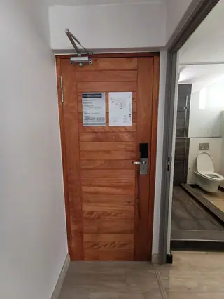 Access-controlled wooden door
